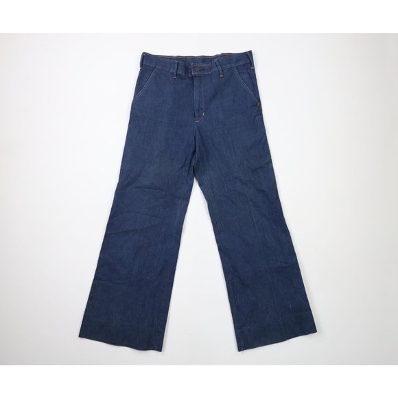 Vintage 70s Streetwear Mens 33x29 Distressed Bell Bottoms Denim Jeans Blue USA